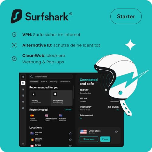 Surfshark Starter, VPN, 12 Monate, Digitaler Code