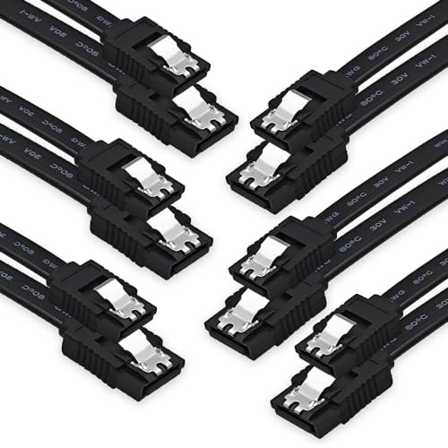 XANHAM 6-Pack 18 Inch SATA Cable, SATA III Cable 6Gbps Straight 180-180 Degree for SATA HDD, SSD, CD Driver, CD Writer, Black