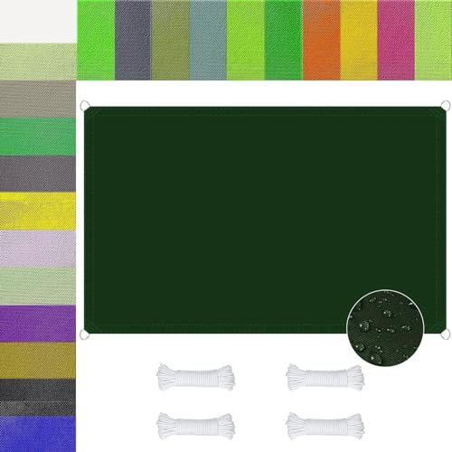 Toile Ombrage 8 x 8.5 m Toile Solaire Tissu Anti Rayons UV Toile de Protection Solaire Imperméable avec Anneau en D pour Jardin Extérieur Patio Piscine, Vert Foncé