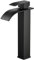 FORIOUS Wasserhahn Bad Schwarz,Wasserfall Waschtischarmatur Einhandmischer Armatur Waschbecken mit Auslauf Höhe 220 MM,Wassersparend, Energiesparend