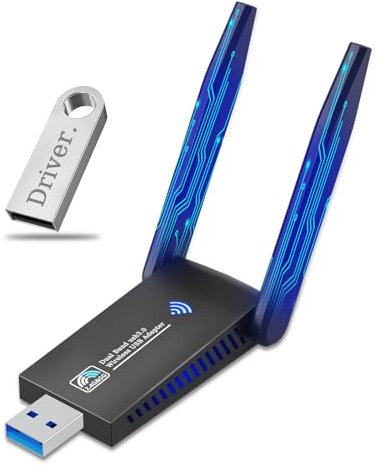 Ziquigoa USB WiFi Adapter for PC Laptop Desktop, AC1300M 2.4GHz/5.0GHz Band USB 3.0 WIFI Wireless Network Dongle w/High Gain 5dBi Dual Enhanced Antenna for Computer Windows 11 10 8.1 8 7 XP Vista