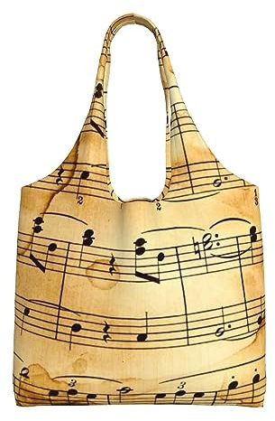 SJOAOAA Schultertasche aus Segeltuch mit alter jamaikanischer Flagge, handliche Einkaufstasche, für Pendler, Musiknoten-Druck, Einheitsgröße