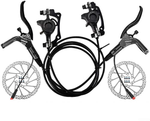 ZAMETTER Scheibenbremsen-Set FüR ElektrofahrräDer Elektrisches Fahrrad Hydraulische Bike Bremsen Hydraulische Bremse Fahrrad Ebike Hydraulische Scheibenbremse(Schwarz)