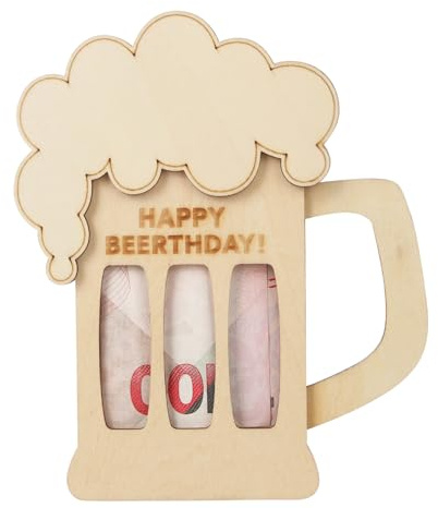 CJ&M Bier Geschenkkarte/Wunscherfüller/Geschenkkarte aus Holz/Geburtstagskarte/Überraschung/Geldgeschenk Geburtstag/Gutschein Verpackung