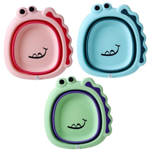 TOYANDONA Babywaschbecken Faltbar Kinderwaschbecken Cartoon Motiv Leicht Tragbar Frei Gesichtswäsche Für Neugeborene Kleinkinder Mit Stabilem Boden