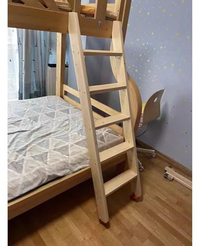 Wooden Ladder for Loft/Bunk Bed, Extra Tall Bedroom Ladder with 10cm Wide Rungs, Rubber Feet, Treehouse Ladder 100cm - 230cm High, Dormitory Schools(L-1.45m/57.1in/4.8ft)