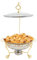 Chauffe-plat rond en acier inoxydable - 6 l - Récipient chauffant amovible avec poignée, crochet, couvercle transparent - Chauffe-soupe pour buffets, fêtes, restaurants (doré)