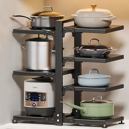devesanter Topf Organizer, mit 7 verstellbaren Fächern Pfannen Organizer,Kitchen Cabinet Organizer, Heavy Duty Topf Pfanne Rack unter Spüle Organizer für Töpfe, Pfannen und Deckel