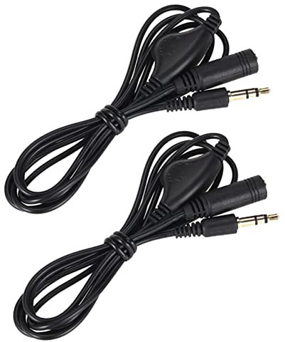BELLIFFY Volume Adjustment Audio Cable 3.5mm Male to Female Lead Pulley Control Sturdy Copper Core 2 Pieces