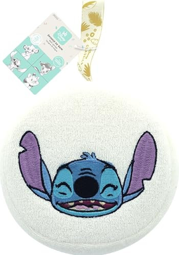 Disney Baby Eponge Bain Enfant Brodée Stitch - Accessoire Baignoire, Douche Mousse - Édition Lilo & Stitch - Ultra-Douceur Corps Bébé, Enfant - Nettoyage Doux, Efficace - Produit Officiel Disney