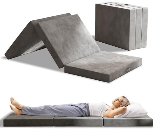 MOLPHIT Folding Mattress Small Single, 10CM Trifold Foldable Mattresses, Guest Mattress Memory Foam with Washable Cover, Floor Mattresses for Travel, Camping, Guest Bed, Studio, Dorm