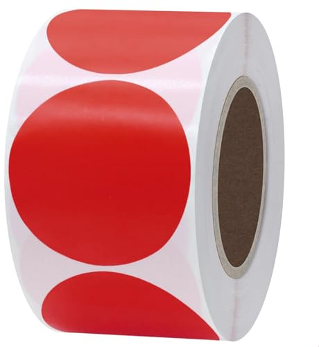 500 Stück Runde Aufkleber Rot, 50 mm Selbstklebende Markierungspunkte, Farbkodierung Etiketten Punktaufkleber, Klebeetiketten Klebepunkte für DIY Büro Kalend, Round Adhesive Dot Sticker Red