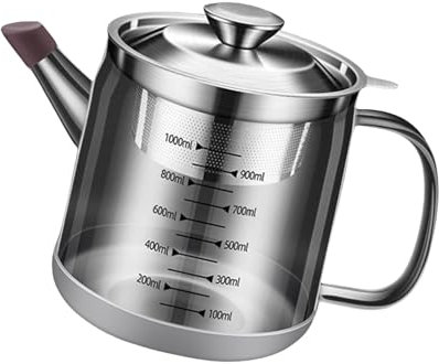 Robusto filtro in acciaio inox da 1 litro separatori di olio da cucina per filtrare e conservare latte di soia e tè
