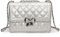 JANSBEN Klein Umhängetasche Damen - Gesteppte Handtasche Leder Schultertasche mit Kettenriemen Mehrere Fächer Clutch Tasche Crossbody Handytasche Silber