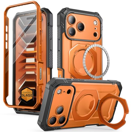 SUPCASE für iPhone 17 Pro Max Hülle mit Displayschutz aus gehärtetem Glas (UBGrip Pro), [Kompatibel mit MagSafe] Bumper Case Robust Schutzhülle Magnetisch Handyhülle mit Ringhalter 6.9‘’ (Coral)