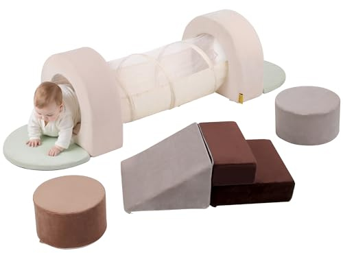 BanaSuper Schaumstoff Bausteine & Spieltunnel Set | XXL Kletterblöcke und Krabbeltunnel für Kinder | Sicherer Indoor Spielspaß für Baby und Kleinkind | EN71-zertifiziert Motorikspielzeug für Zuhause