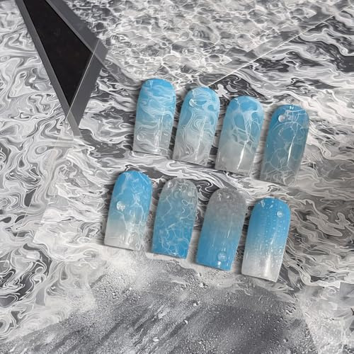 Zosutetoxo 8 Pieces White 3D Wave Flower Nail Stickers, Self-Adhesive and Easy-to-Use Decoration for Nail Art, Crafts and Celebrations