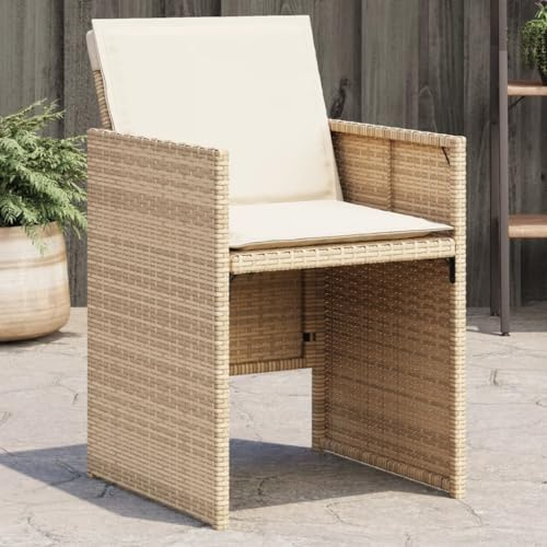 Ziaphsol Gartenstuhl Set 4 STK. Beige Polyrattan Klappbare Rückenlehne, UV-beständig, 110kg Traglast, für Balkon & Terrasse
