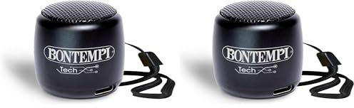 Bontempi | Mini Cassa Acustica Wireless Colore Nero, Connessione Semplice e Veloce Senza Fili, Ideale per Feste e Bambini, 300x200x195mm (Confezione da 2)