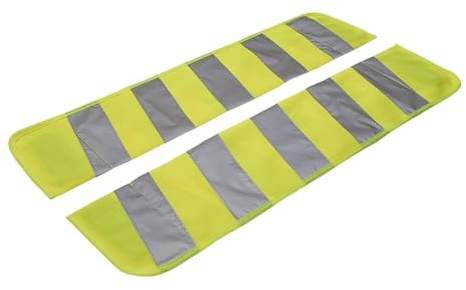 MULTIBROS Magnet-Warnbänder Set (2 Stück) – Reflektierende Warnmarkierung für PKW, LKW & Camping – 60x14cm – Wetterfest mit starken Magneten zur Pannenabsicherung – Gelb/Grau – Zubehör für KFZ