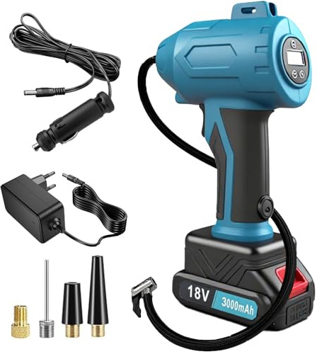 Pompe à air électrique, 180 psi, manomètre portable sans fil, compresseur de batterie, gonflage rapide pour pneus de voiture, moto, vélo, ballons de sport (avec batterie de 3000 mAh)