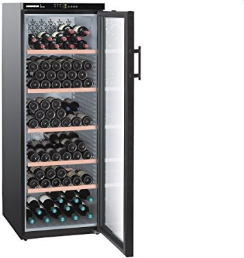 Cave à vin de service Liebherr WTB4212 - Cave de service Multi-températures - Capacité : 200 bouteilles - Froid statique - Noir - 5 zones indépendantes - Porte Vitrée - 5 clayettes Bois - classe A