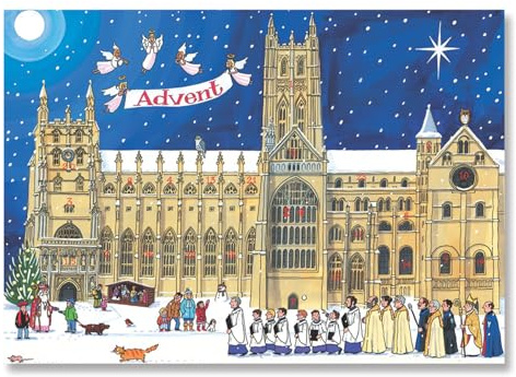 Traditional Advent Calendar - Alison Gardiner Cathedral Design - Paper Christmas Countdown Calendar - Large A3 29.7x42cm