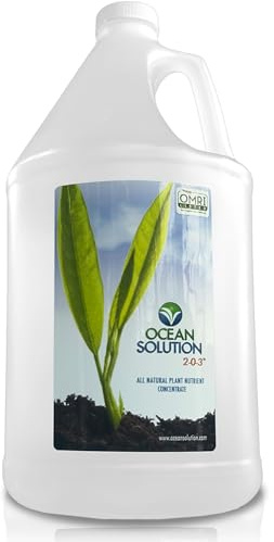 OceanSolution 2-0-3 All Natural Liquid Fertilizer – 1 Gallon Concentrated Mineral Fertilizer & Plant Food for Microgreens, Hydroponics, Gardens & Lawns–OMRI Listed, No Odor(1oz per Gallon of Water)