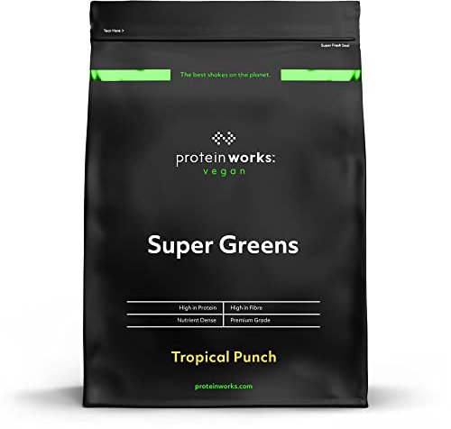 Protein Works - Super Greens Powder , Nutrient Dense Detox Shake , Supports Immune System , Vegan , 20 Shakes , Tropical Punch , 250g