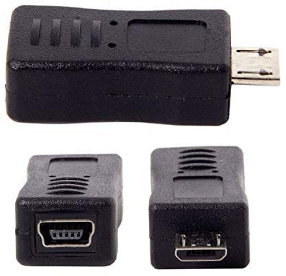 Cablecc 2pcs Mini USB Male to cablecc Micro USB 5pin Female & Mini Female to cablecc Micro Male Extension Adapter Black