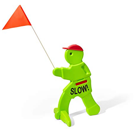Step2 Benni Brems Warnfigur | Warnschild für Kinder in Neon Grün mit Fahne | Achtung spielende Kinder Warnpuppe KidAlert