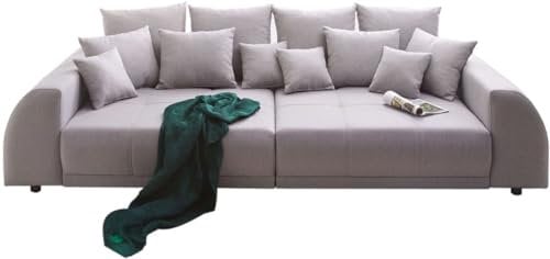 DELIFE Big-Sofa Violetta Grau 310x135 cm abgesteppt inklusive 12 Kissen Big-Sofa