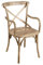 Biscottini Holzsthul mit Armlehnen 50x43x89 cm aus massiver Esche und mit Rattansitz - Esszimmerstühle aus verwittertes Holz - Vintage Stuhle Made in Italy