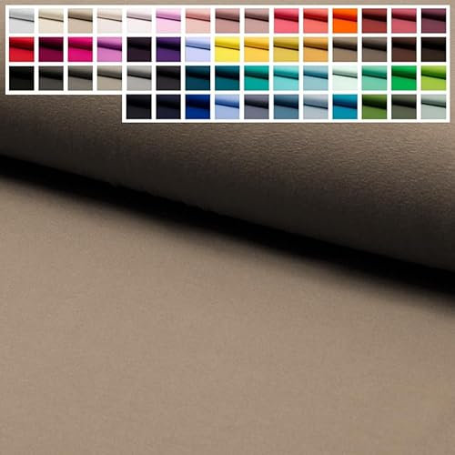 Premium Jersey Uni Stoff mit 150 cm Breite, Hochwertiger Baumwolljersey in Oeko-Tex 100, Meterware ab 25 cm Zuschnitt - ca. 60 Farben immer vorrätig (23. Taupe)