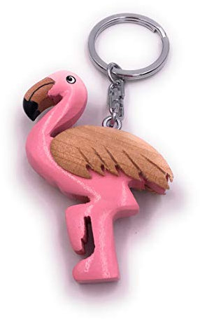 H-Customs Flamingo Pelikan niedlich Echt Holz Edel Handmade Schlüsselanhänger Anhänger