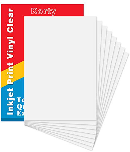 Adesivo in vinile stampabile per stampante a getto d'inchiostro, 15 fogli, 21,1 x 29,7 cm, trasparente, impermeabile, si asciuga rapidamente