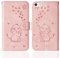 Tiyoo Phone case for iphone 5/5s/5se Embossed Love Heart Elephant Butterfly Pattern Folding Stand PU Leather Wallet Flip Cover Protective Case with Card Slots, Magnetic Closure (Pink)