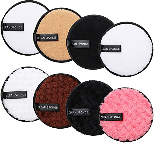 Homo Trends Lot de 8 tampons démaquillants réutilisables, double face (4 pads motif ananas, 4 ronds)