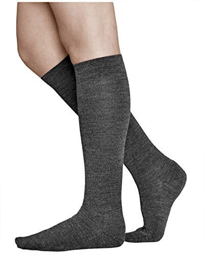 vitsocks Damen 80% MERINOWOLLE Winter warme Kniestrümpfe, Knie lange Socken Merino Wolle Wintersocken, grau, 39-42