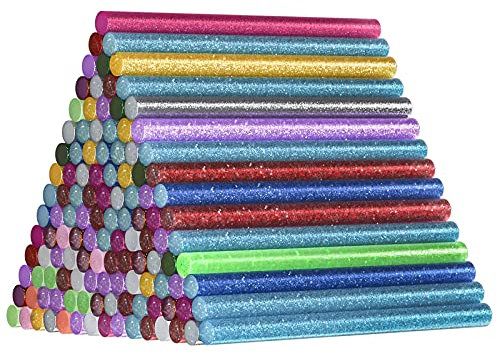 120 Pezzi Colla a Caldo Glitter, Comius Sharp 15 Colori 7 * 100mm Mini Bastoncini di Colla a Caldo, Stick di Colla a Caldo per DIY Arte Mestiere Sigillatura e Riparazione Rapida