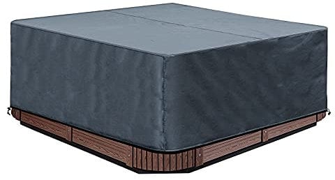 Hohe Qualität Abdeckung Whirlpools, 200×200×85cm, Quadrat Allwetter Garten Whirlpool Abdeckun 600D Oxford, Protector-Spa Wasserdicht Staubdicht UV Schutz Winddicht Grau