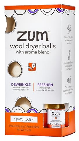 Zum Clean Patchouli - Juego de bolas para secador de lana con mezcla de aroma (3 unidades)