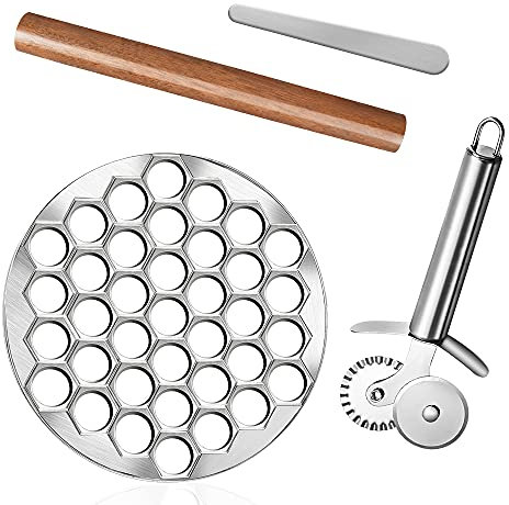 Worldity Moule à raviolis russe en métal avec roulette à pâtes pour raviolis et pâtes - Outil de cuisine