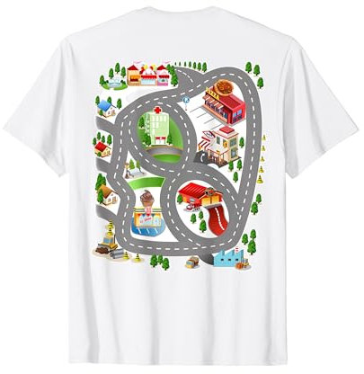 Spielmatte Straßenkarte Spiel Stadt Straßen Massage Rennstrecke T-Shirt
