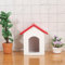1:12 Miniatur-Hundehütte Realistische Exzellente Verarbeitung Holz Fee Mikrolandschaft Hundehaus für Kinder - Rot Weiß