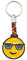 ClaroSchmuck Schlüssel-Anhänger Emoji mit der Sonnenbrille Schlüsselring aus Metall Stärke 2 mm, Band aus Kunstleder, Gesamtlänge ca. 98 mm, Einheitsgröße