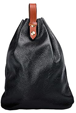 Hulara Echtleder-Tasche mit Kordelzug, Mehrzweck-Aufbewahrung/Münzen/Outdoor-Tasche/Wandern & Camping-Zubehör, Gürteltasche, Renaissance-Ledertasche für Herren/Damen, Schwarz