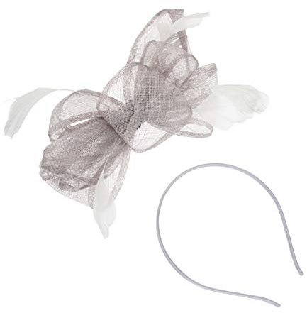 Minkissy Fascinator-Hut Hut Fascinator Hat Gaze Stirnb?nder Netzb?nder Kopfbedeckungen Und Ein Clip- Haarzubeh?r für Frauen (Grau) Grauer Fascinator Kopfbedeckungen Für Teepartys