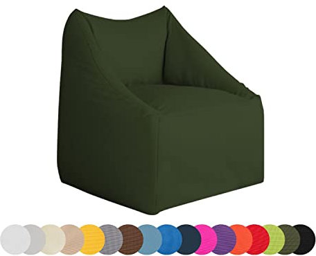 chilly pilley Sitzsack wasserdicht Sitzkissen Bodenkissen Sessel Gartenkissen mit Rückenlehne Sitz (Dunkelgrün)