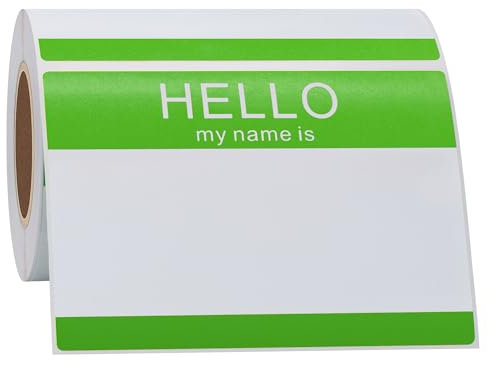 Hycodest 89 x 60 mm Hello My Name is Sticky Namensaufkleber rechteckig beschriftbar Namensschilder Tags (Green)